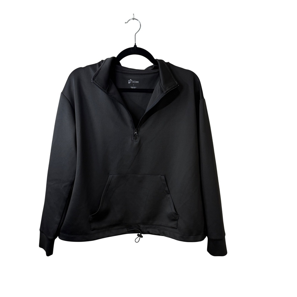 90 Degree by Reflex A Core Womens‎ Black Quarter Zip Pullover Sweatshirt Large